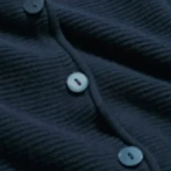 Pure Cotton Ribbed Crew Neck Cardigan