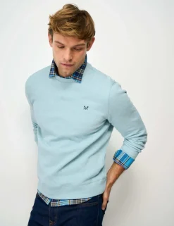 Pure Cotton Ribbed Crew Neck Jumper