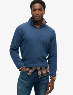 Pure Cotton Ribbed Half Zip Jumper