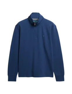 Pure Cotton Ribbed Half Zip Jumper