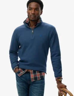 Pure Cotton Ribbed Half Zip Jumper