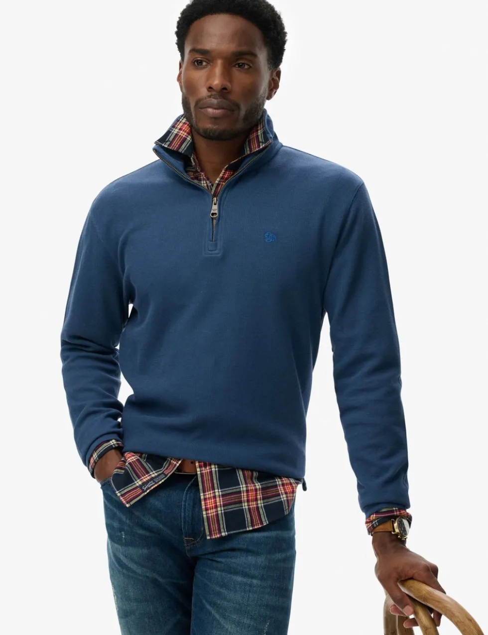 Pure Cotton Ribbed Half Zip Jumper