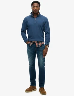 Pure Cotton Ribbed Half Zip Jumper