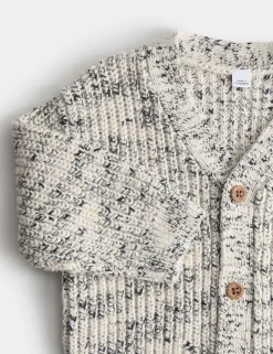 Pure Cotton Ribbed Knitted Cardigan (0-6 Yrs)