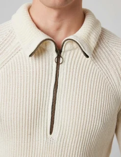 Pure Cotton Ribbed Quarter Zip Jumper