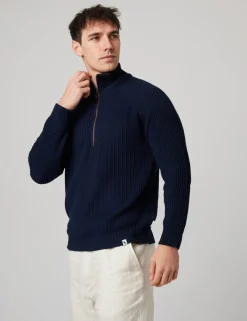Pure Cotton Ribbed Quarter Zip Jumper