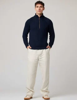 Pure Cotton Ribbed Quarter Zip Jumper