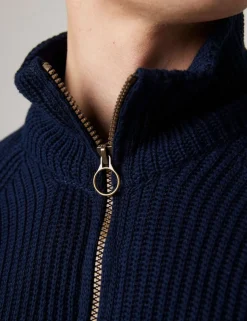 Pure Cotton Ribbed Quarter Zip Jumper