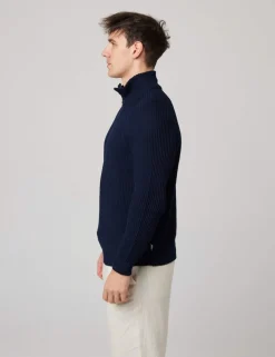 Pure Cotton Ribbed Quarter Zip Jumper