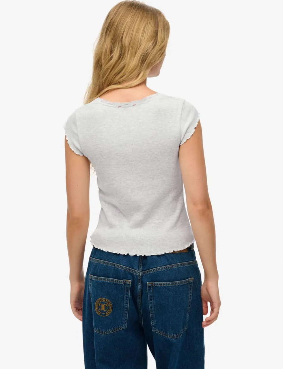 Pure Cotton Ribbed Square Neck T-Shirt