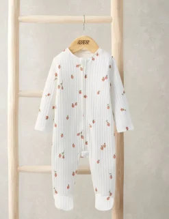 Pure Cotton Ribbed Strawberry Print Sleepsuit (6½lbs-12 Mths)