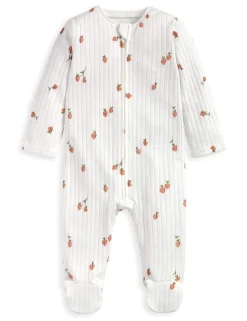 Pure Cotton Ribbed Strawberry Print Sleepsuit (6½lbs-12 Mths)