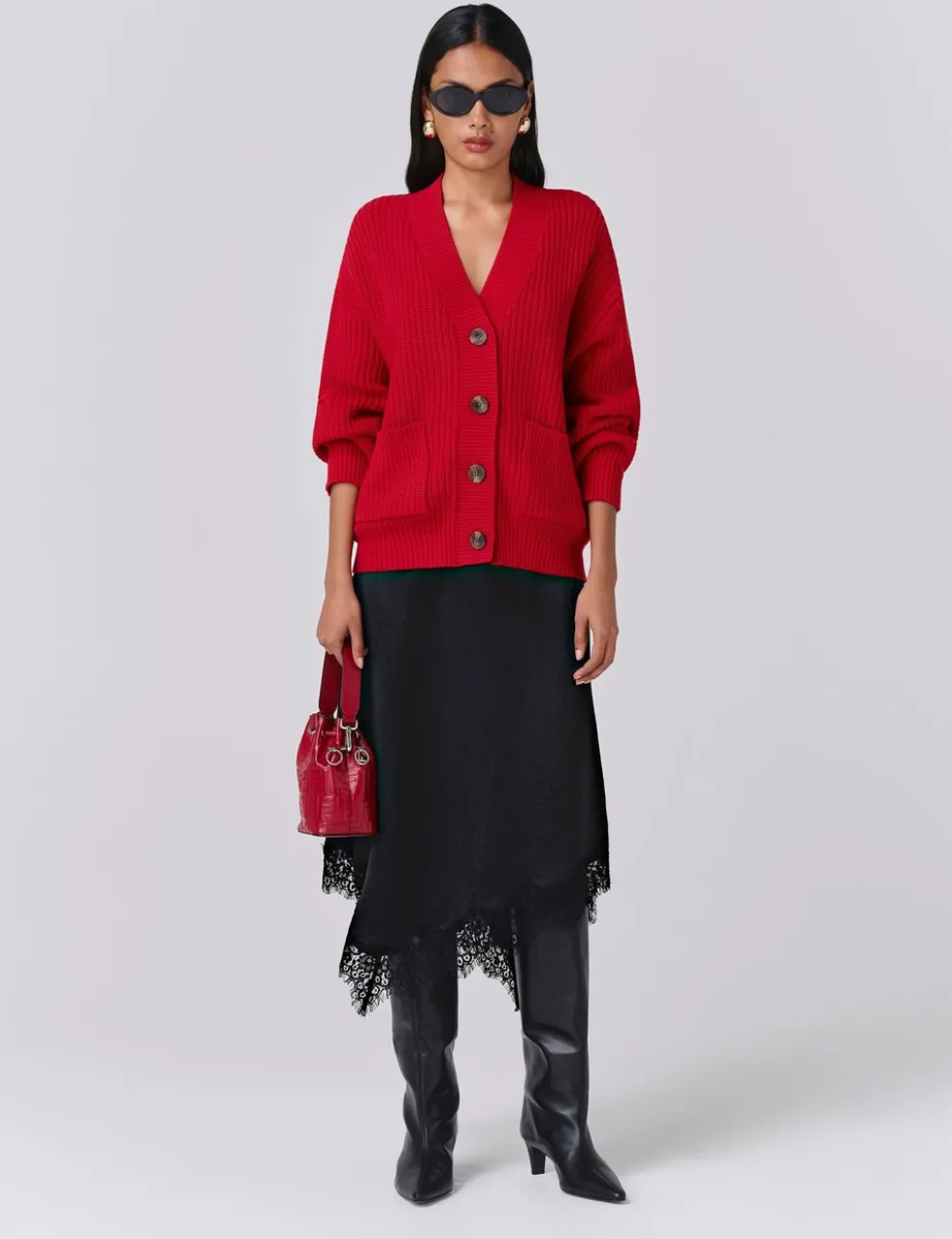 Pure Cotton Ribbed V-Neck Cardigan