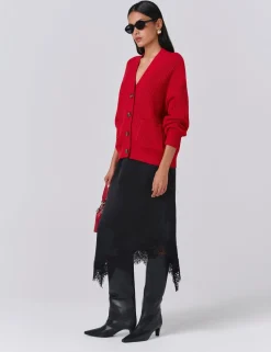Pure Cotton Ribbed V-Neck Cardigan