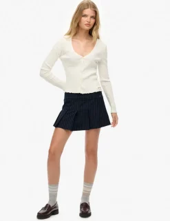 Pure Cotton Ribbed V-Neck Slim Fit Cardigan
