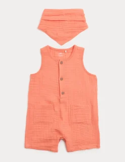 Pure Cotton Romper with Bib (0-3 Yrs)