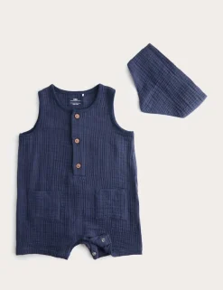 Pure Cotton Romper with Bib (0-3 Yrs)