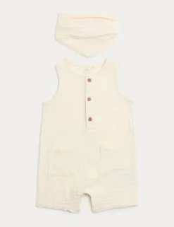 Pure Cotton Romper with Bib (0-3 Yrs)