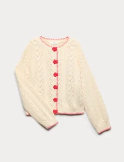Pure Cotton Rose Cardigan (6-16 Yrs)