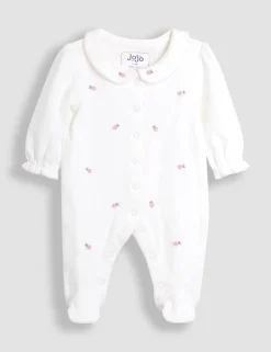 Pure Cotton Rosebud Sleepsuit and Hat Set (0-18 Mths)
