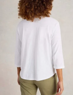 Pure Cotton Round Neck Button Detail Shirt
