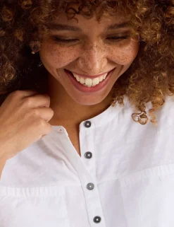 Pure Cotton Round Neck Button Detail Shirt