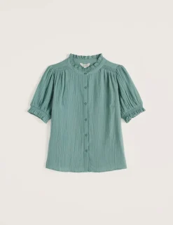 Pure Cotton Round Neck Relaxed Blouse