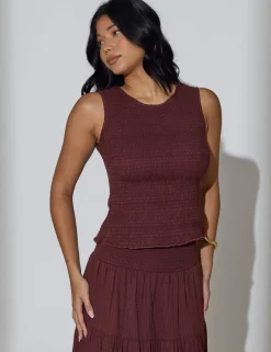 Pure Cotton Round Neck Shirred Vest Top