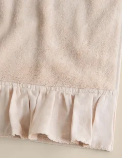 Pure Cotton Ruffle Towel with Linen Border