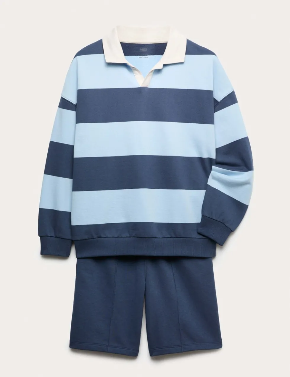 Pure Cotton Rugby Top & Shorts Set (6-16 Yrs)