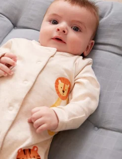 Pure Cotton Safari Appliqué Sleepsuit (7lbs-12 Mths)