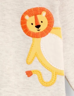 Pure Cotton Safari Appliqué Sleepsuit (7lbs-12 Mths)
