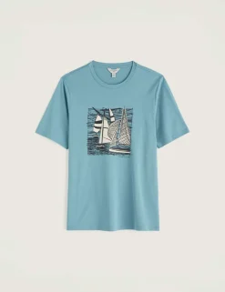 Pure Cotton Sailing Boat Graphic T-Shirt