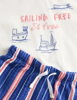 Pure Cotton Sailing Graphic Pyjamas (1-8 Yrs)