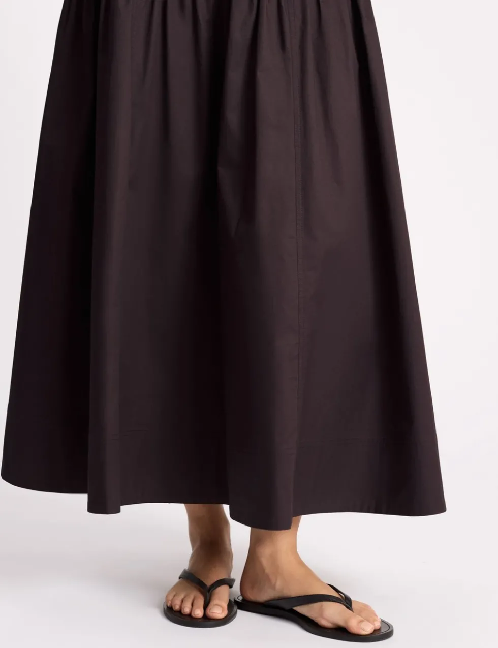 Pure Cotton Sateen Midi A-Line Skirt