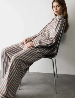 Pure Cotton Sateen Striped Pyjama Set