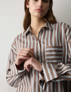 Pure Cotton Sateen Striped Pyjama Set