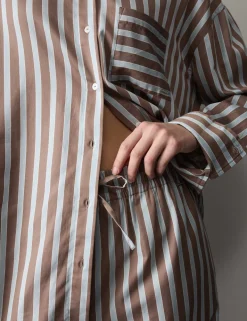 Pure Cotton Sateen Striped Pyjama Set