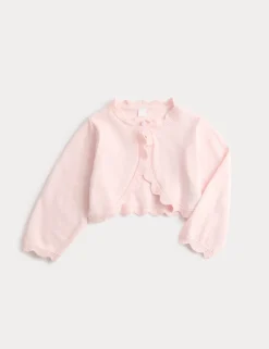 Pure Cotton Scallop Edge Cardigan (0-3 Yrs)