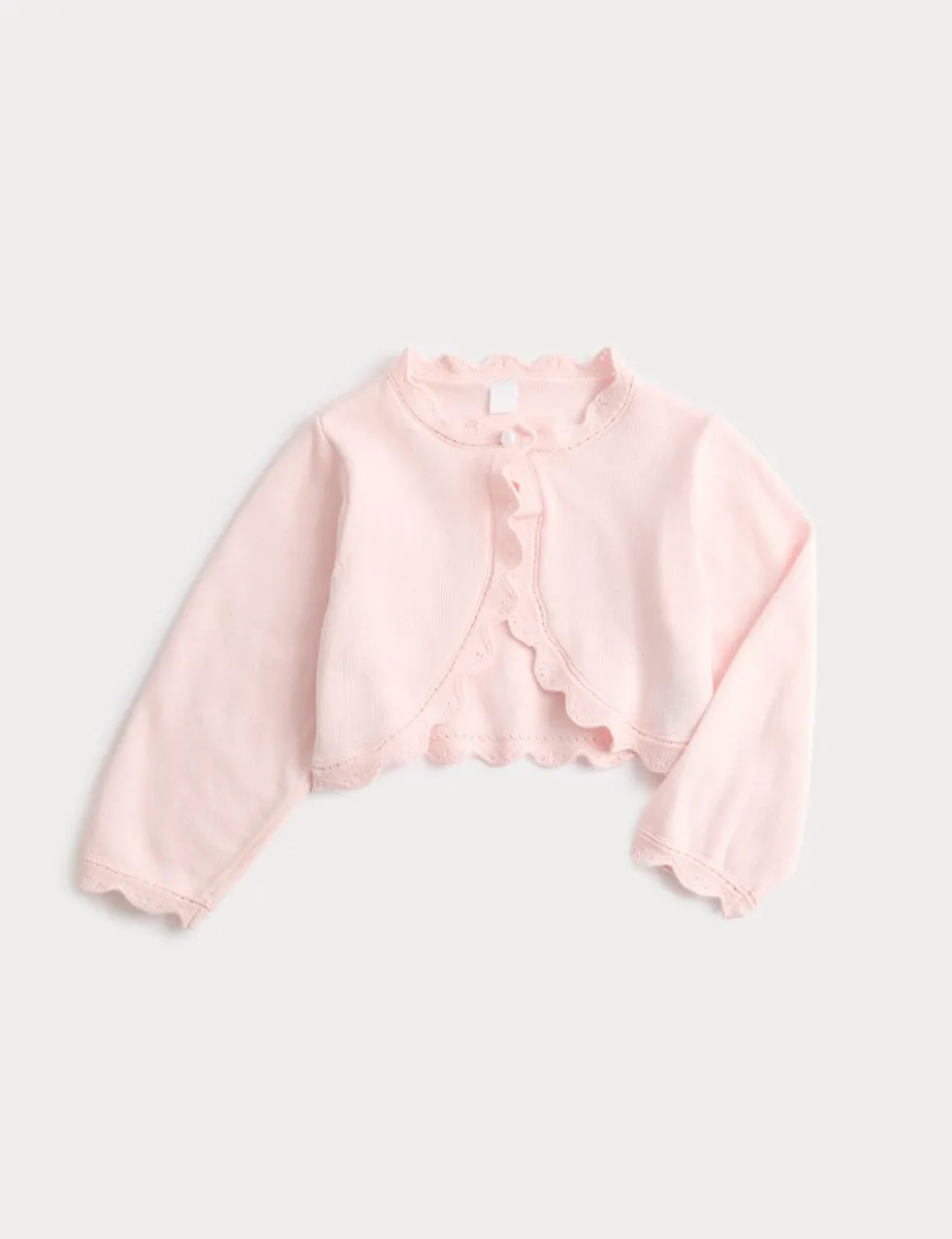 Pure Cotton Scallop Edge Cardigan (0-3 Yrs)