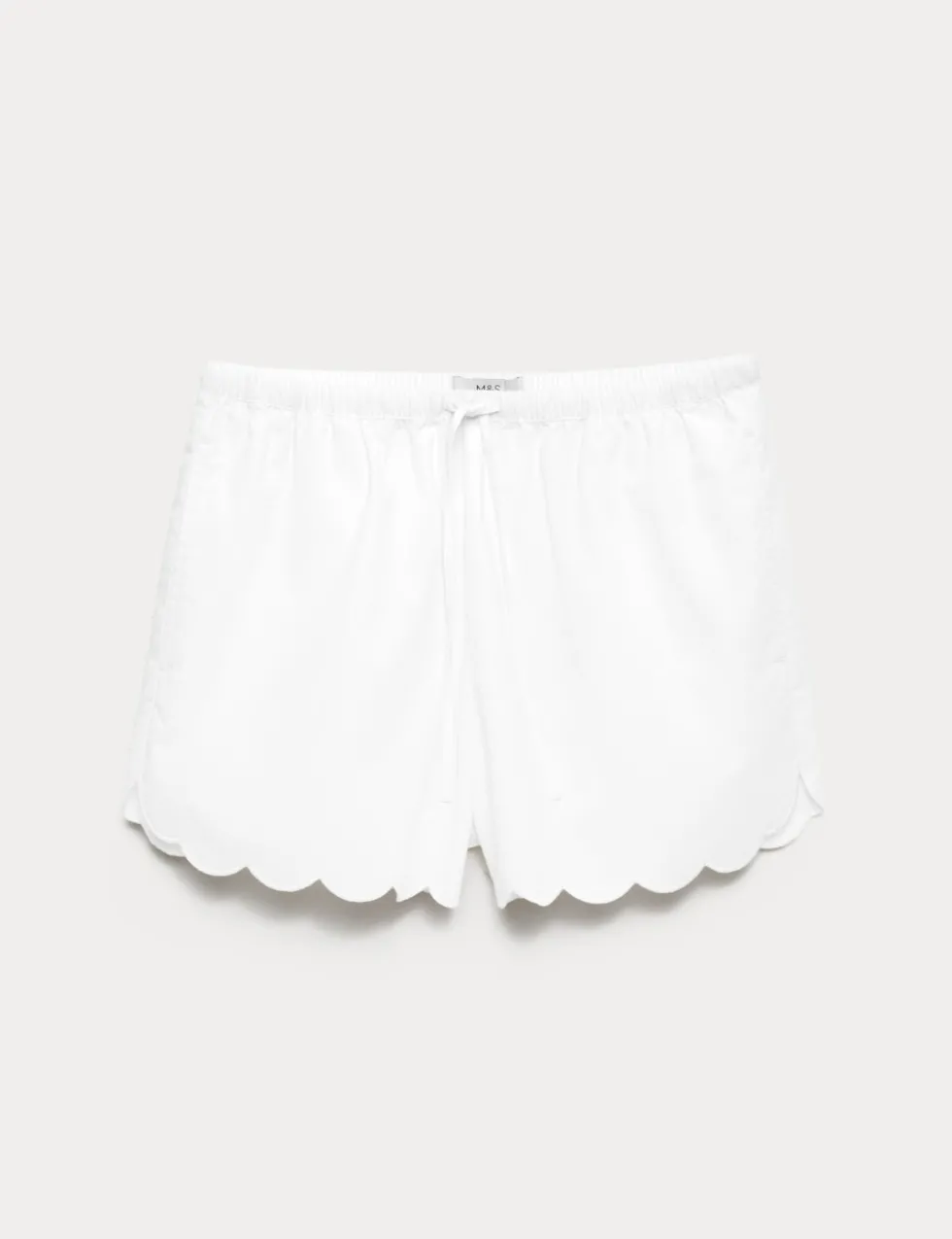 Pure Cotton Scallop Hem Shorts
