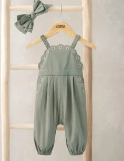 Pure Cotton Scalloped Dungarees & Headband (0-36 Mths)