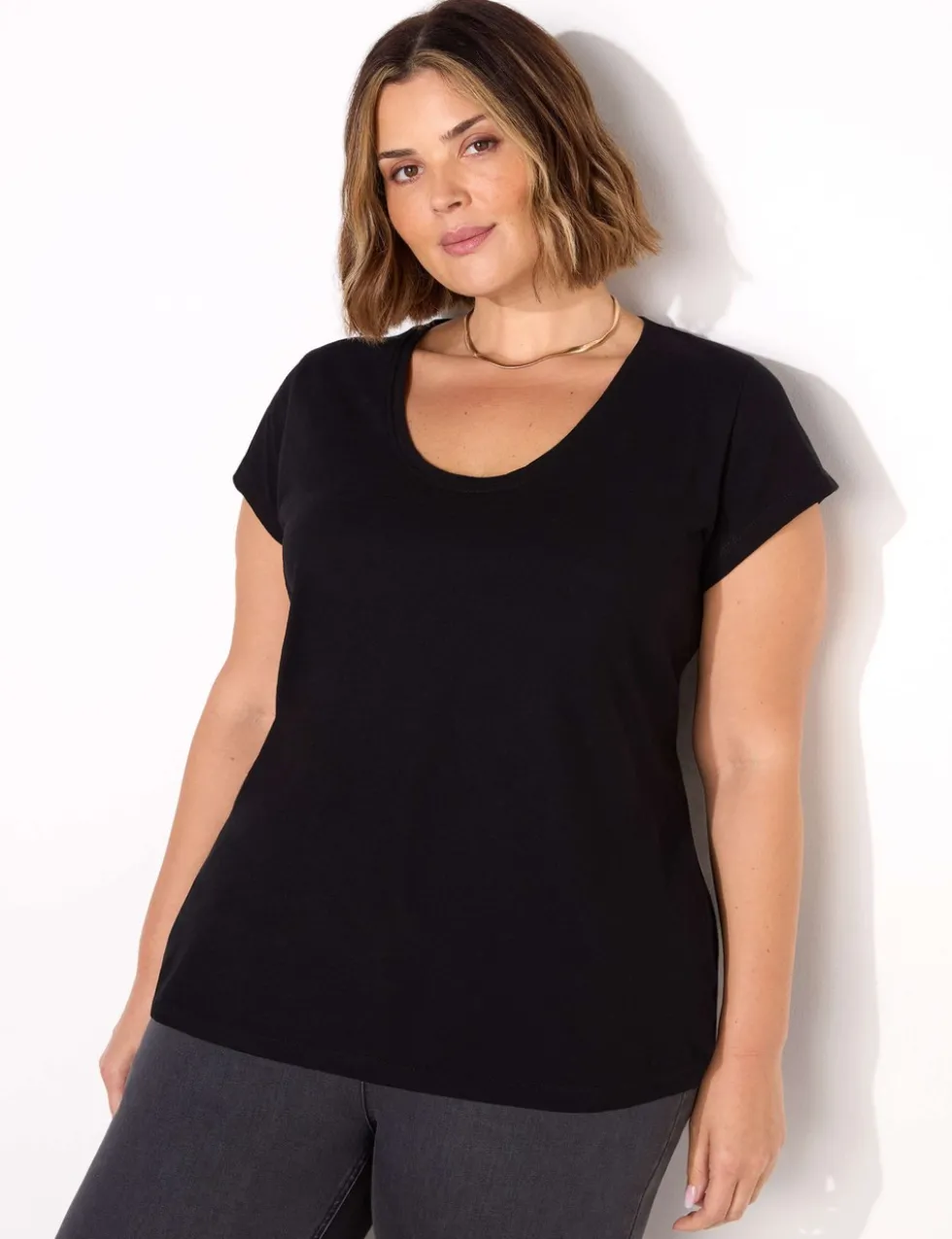 Pure Cotton Scoop Neck T-Shirt