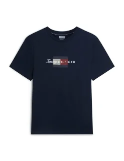 Pure Cotton Script Flag Crew Neck T-Shirt