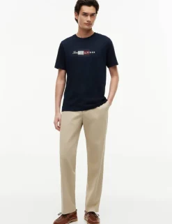 Pure Cotton Script Flag Crew Neck T-Shirt