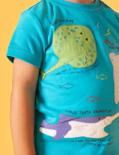 Pure Cotton Sealife Applique T-Shirt (1-10 Yrs)