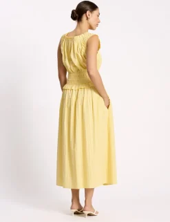 Pure Cotton Seersucker Square Neck Dress