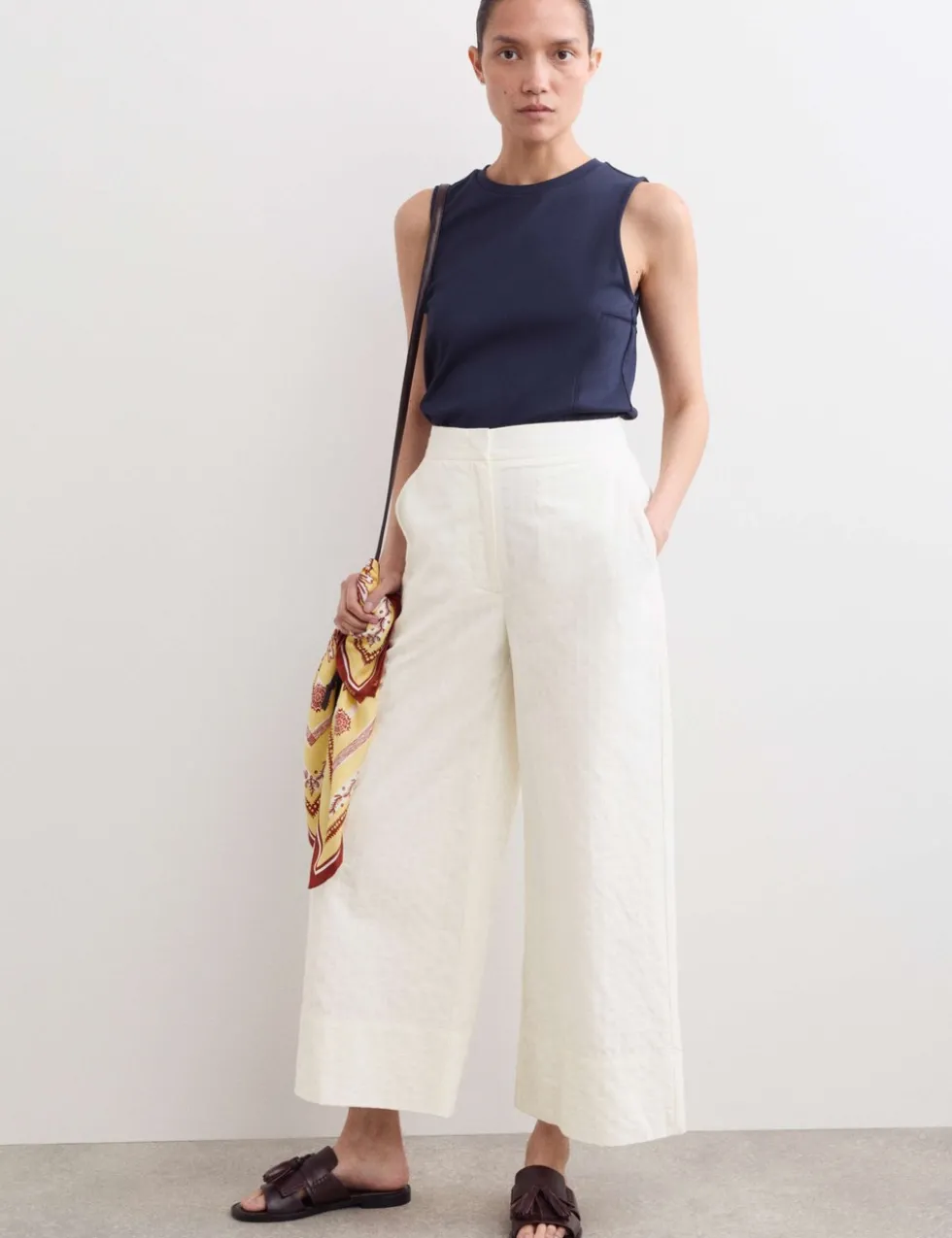 Pure Cotton Seersucker Wide Leg Trousers