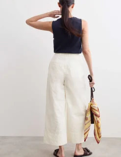 Pure Cotton Seersucker Wide Leg Trousers