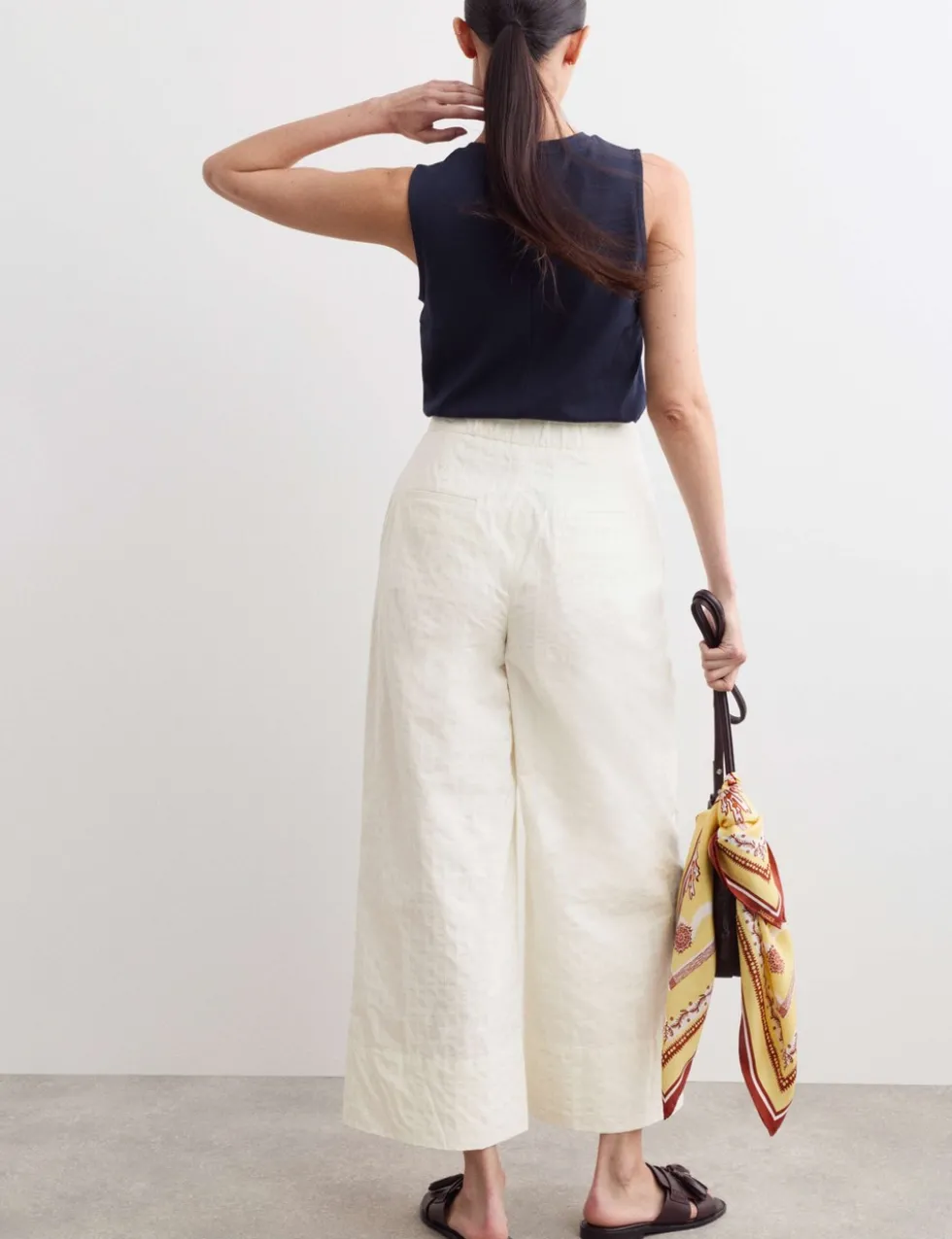 Pure Cotton Seersucker Wide Leg Trousers